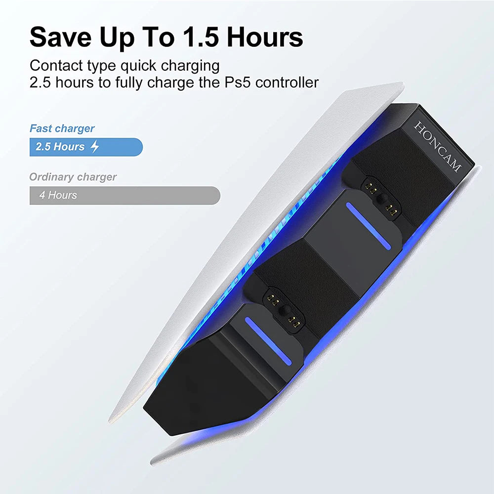 Easily charge two PlayStation 5 DualSense controllers with the PS5 Type-C DualSense Charging Station.