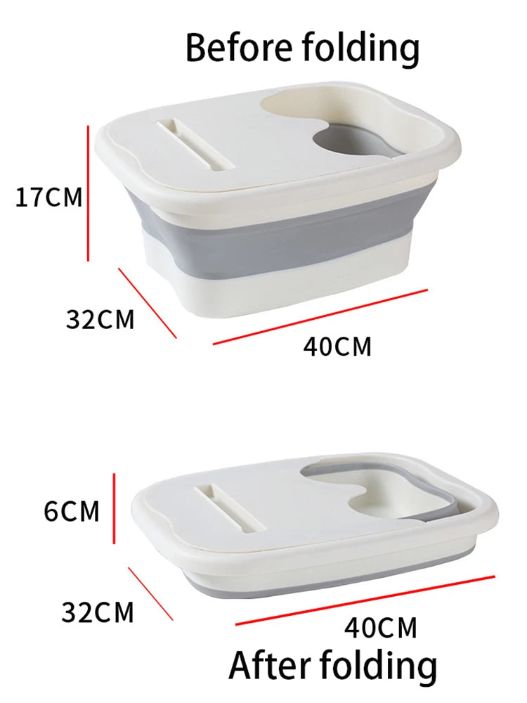 "Footbath Massage Bucket that Folds for Convenient Storage, Ideal for Soothing Soaks, Pedicures, and Home Spa Use."