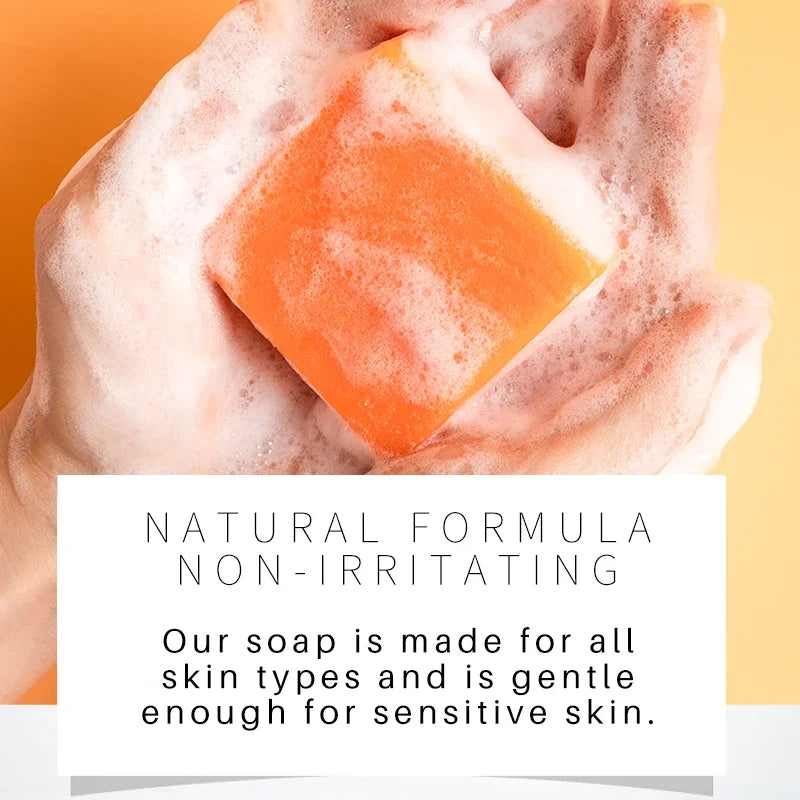 Handmade Turmeric Soap for Face Cleansing: Anti-Acne, Whitening, and Skin Lightening Properties, Helps Remove Pimples and Dark Spots, Infused with Ginger for Added Benefits.
