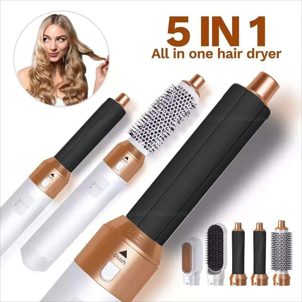 5-in-1 Hair Styling Tool Set: Professional Hair Dryer, High-Speed Curling Iron, Hair Straightener, and Hot Comb Set, Compatible with Dyson Airwrap.