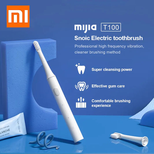 XIAOMI MIJIA T100 Sonic Electric Toothbrush: Cordless and USB Rechargeable, Waterproof with Ultrasonic Technology for Automatic Tooth Brushing.