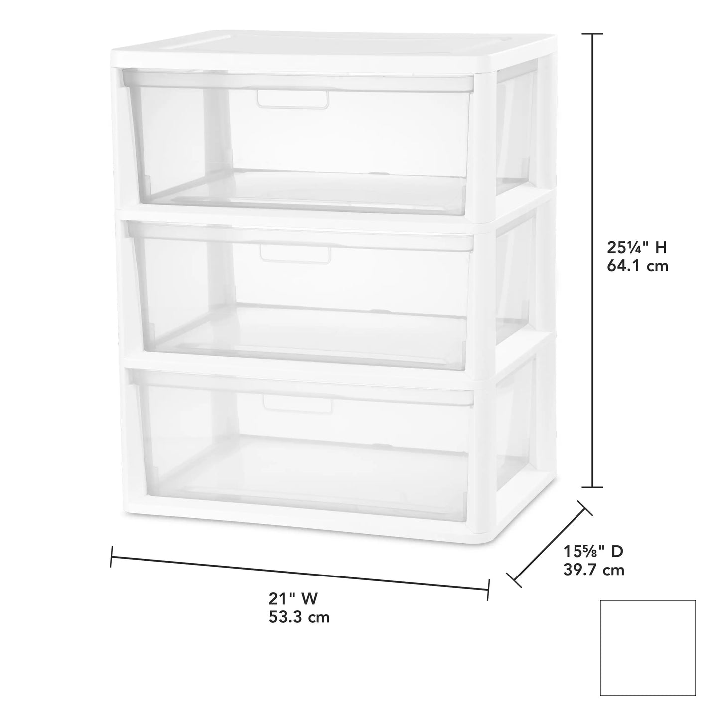 White Wide 3-Drawer Storage Tower Organizer.