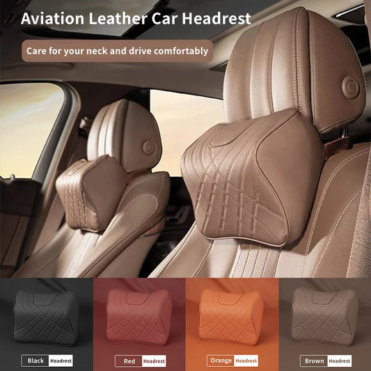 Upgrade your comfort with our Universal Car Leather Headrest. Made of memory foam and premium leather, it offers superior support during drives. Enjoy the luxury of pain-free travel!