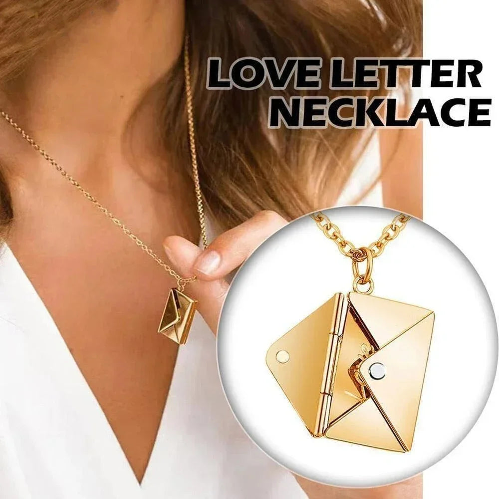 "Customized Stainless Steel Love Letter Envelope Pendant Necklace: A Personalized Jewelry Piece to Express Your Affection. Perfect for Valentine's Day, Mother's Day, or as a Special Gift to Confess Your Love."