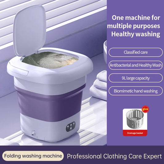 Compact Folding Washing Machine: Ideal for Dorms, Portable and Integrated for Washing and Stripping Small Loads, Including Socks and Delicates.