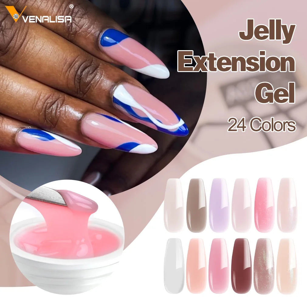 Hot Sale Newest 12 Colors Camouflage Color UV LED Nail Polish Builder Construction Extend Nail Hard Jelly Venalisa Poly Nail Gel