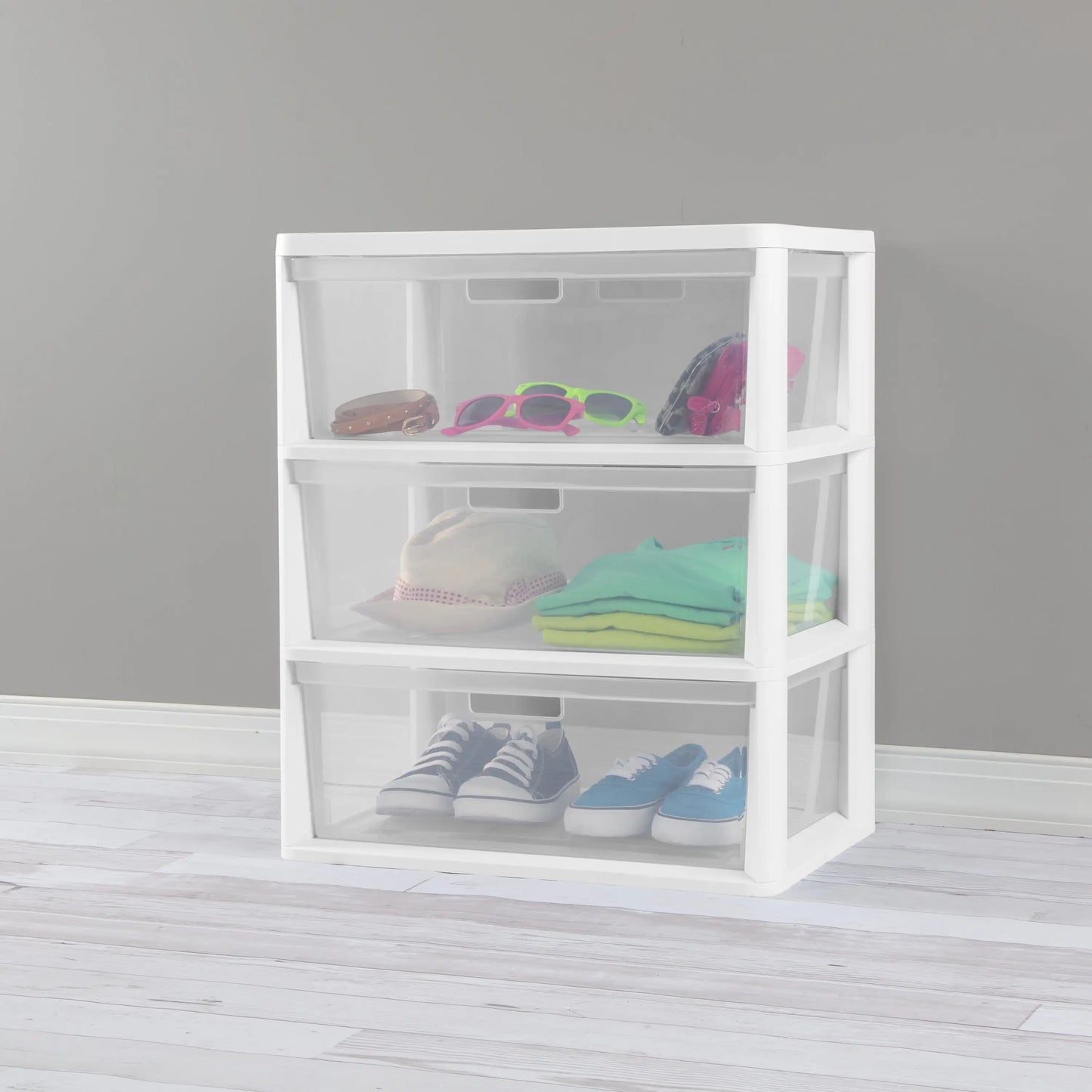 White Wide 3-Drawer Storage Tower Organizer.