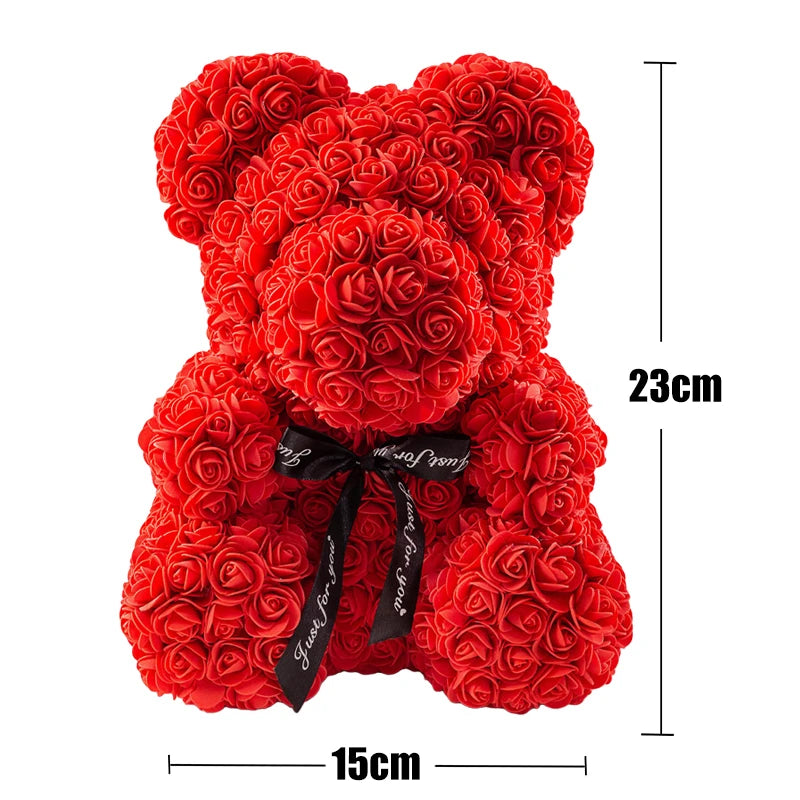 "Artificial Teddy Rose Bear with LED: A Romantic Valentine's Day or Wedding Decoration. This Rose Bear is a Delightful Home Party Addition and a Heartwarming Gift for Girlfriends or Anniversary Celebrations."